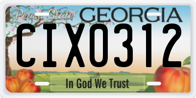 GA license plate CIX0312
