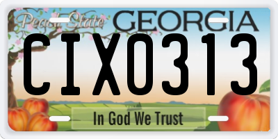 GA license plate CIX0313