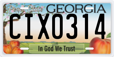 GA license plate CIX0314