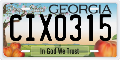 GA license plate CIX0315