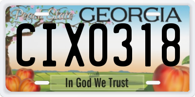 GA license plate CIX0318