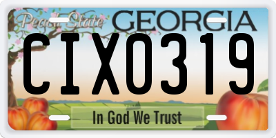 GA license plate CIX0319