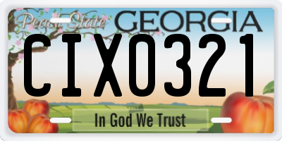 GA license plate CIX0321