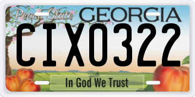 GA license plate CIX0322