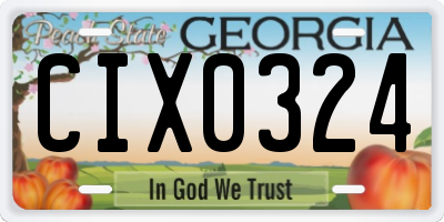 GA license plate CIX0324
