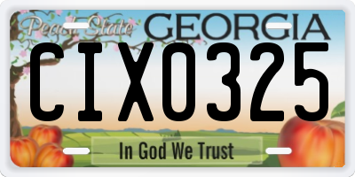 GA license plate CIX0325