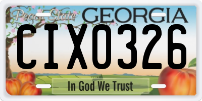 GA license plate CIX0326