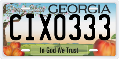 GA license plate CIX0333