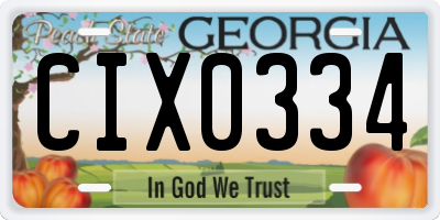 GA license plate CIX0334