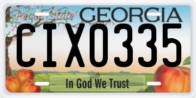 GA license plate CIX0335