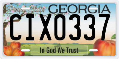 GA license plate CIX0337