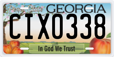 GA license plate CIX0338