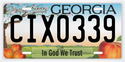 GA license plate CIX0339