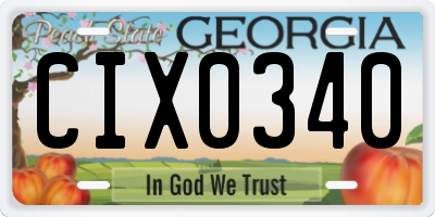 GA license plate CIX0340