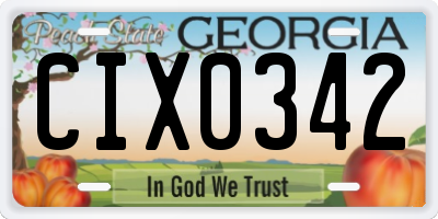 GA license plate CIX0342