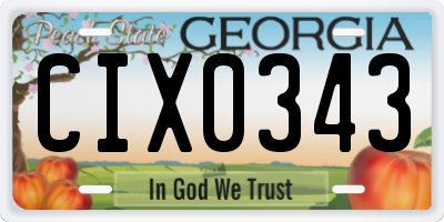 GA license plate CIX0343