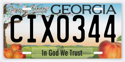 GA license plate CIX0344
