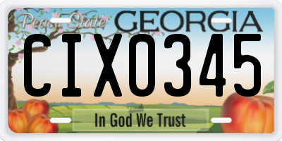 GA license plate CIX0345
