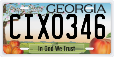 GA license plate CIX0346