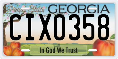 GA license plate CIX0358