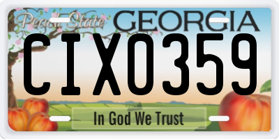 GA license plate CIX0359