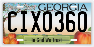 GA license plate CIX0360