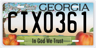 GA license plate CIX0361
