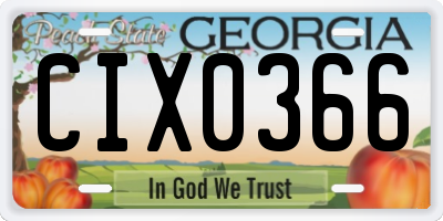 GA license plate CIX0366