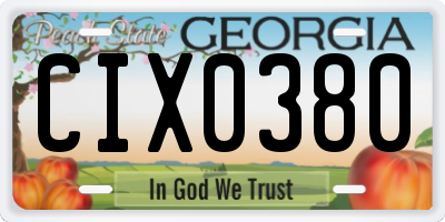 GA license plate CIX0380