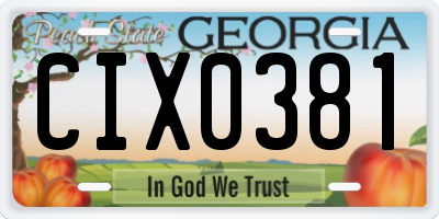 GA license plate CIX0381