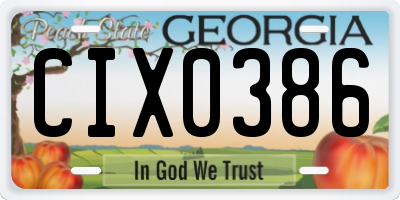 GA license plate CIX0386