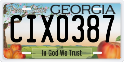 GA license plate CIX0387