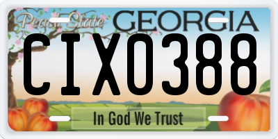 GA license plate CIX0388