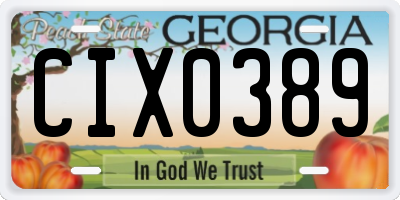 GA license plate CIX0389