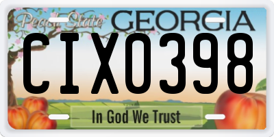 GA license plate CIX0398