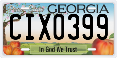 GA license plate CIX0399