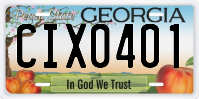 GA license plate CIX0401