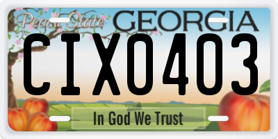 GA license plate CIX0403