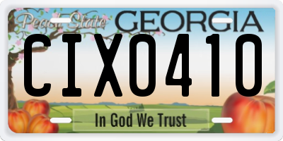 GA license plate CIX0410