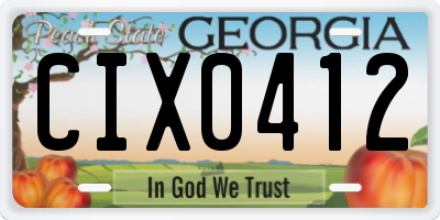 GA license plate CIX0412