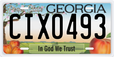 GA license plate CIX0493