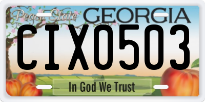 GA license plate CIX0503