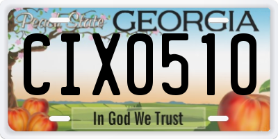 GA license plate CIX0510