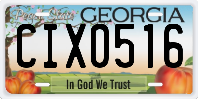 GA license plate CIX0516