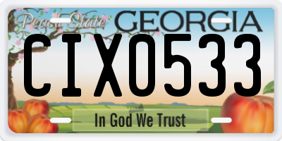GA license plate CIX0533