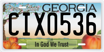 GA license plate CIX0536
