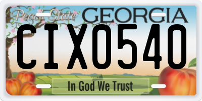 GA license plate CIX0540
