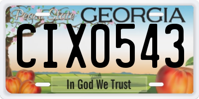 GA license plate CIX0543
