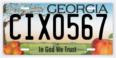 GA license plate CIX0567