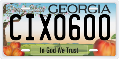 GA license plate CIX0600